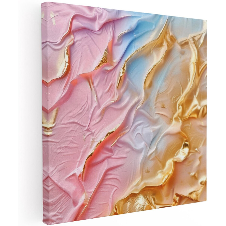 Artaza Canvas Schilderij Abstract - 50x50 cm - Wanddecoratie Goud - Muurdecoratie Roze - Decoratie 3D Relief - Kleurrijk Artaza Canvas Schilderij Abstract - 50x50 cm - Wanddecoratie Goud - Muurdecoratie Roze - Decoratie 3D Relief - Kleurrijk afbeelding 1