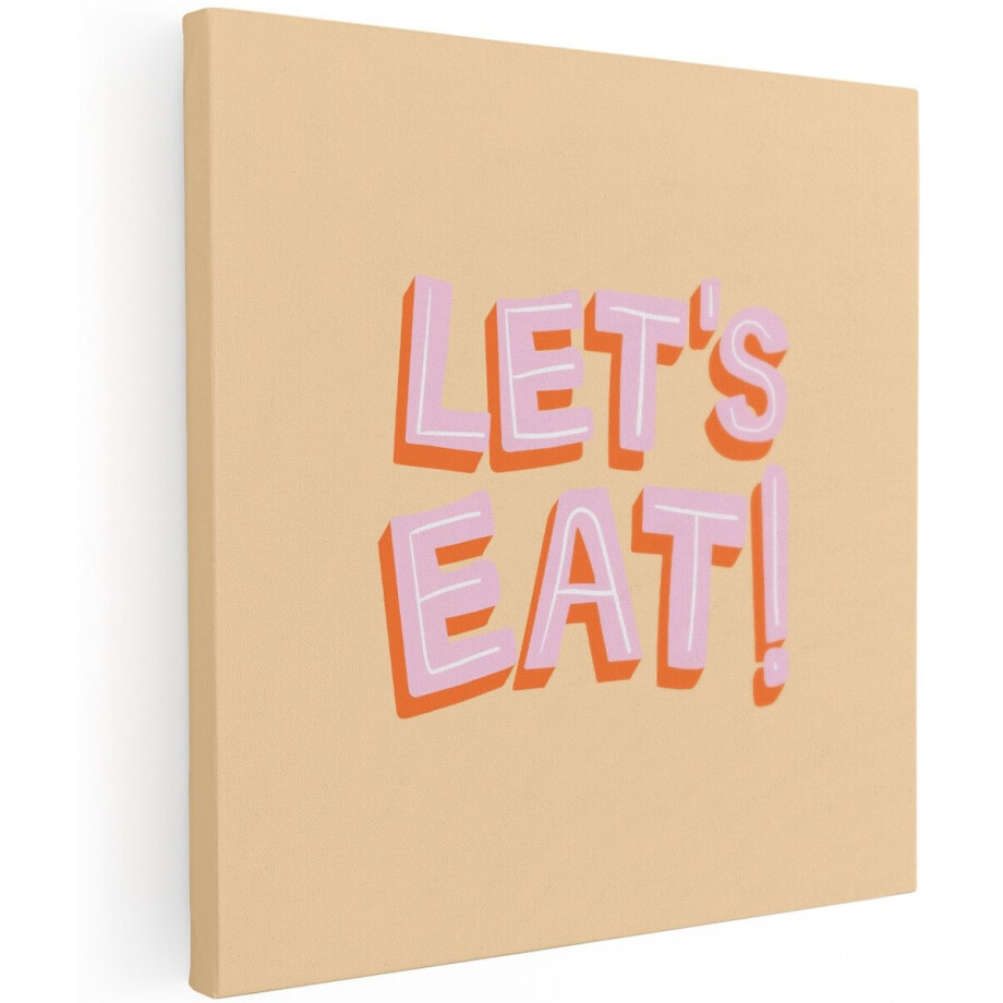 Artaza Canvas Schilderij Keuken Tekst - 100x100 cm - Groot - Wanddecoratie Keuken - Muurdecoratie 3D Letters - Decoratie Roze - Schilderijen Op Canvas afbeelding 1