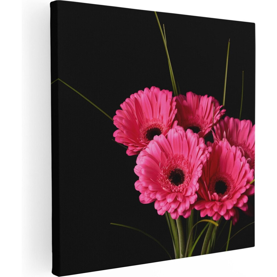 Artaza Canvas Schilderij Gerbera - 60x60 cm - Wanddecoratie Bloemen - Muurdecoratie Roze Bloemen - Schilderijen Op Canvas afbeelding 1