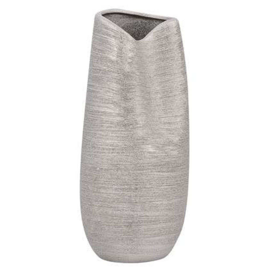 Beliani - DERBE - Decoratieve vaas - Zilver - Keramiek afbeelding 1