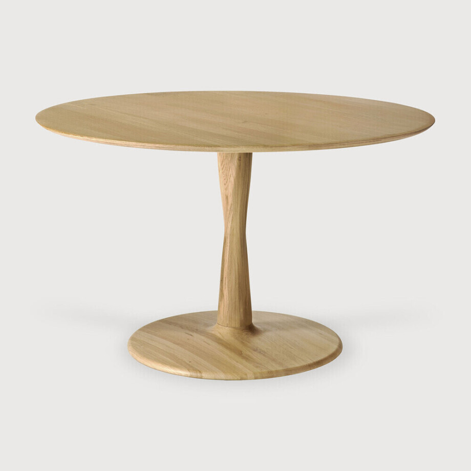 Ethnicraft Ronde Eettafel 'Torsion' Gevernist Eikenhout, 127cm, kleur Naturel afbeelding 1