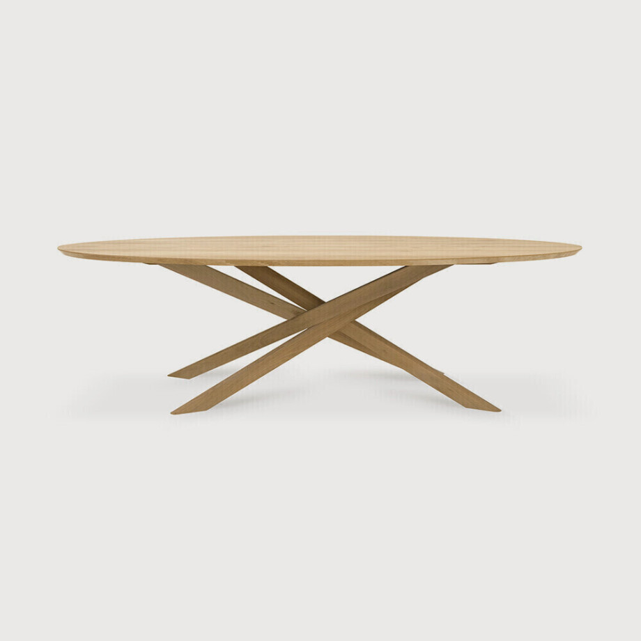 Ethnicraft Ovale Eettafel 'Mikado' Geolied Eikenhout, 267 x 138cm, kleur Naturel afbeelding 1