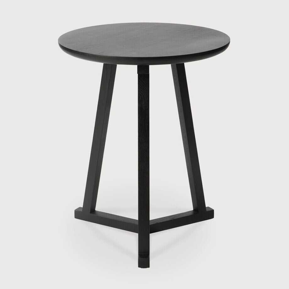 Ethnicraft Ronde Bijzettafel 'Tripod' Gevernist Eikenhout, 46cm, kleur Zwart afbeelding 1