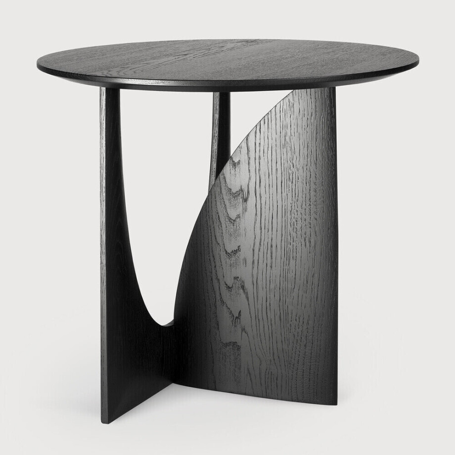 Ethnicraft Ronde Bijzettafel 'Geometric' Gevernist Eikenhout, 51cm, kleur Zwart afbeelding 1