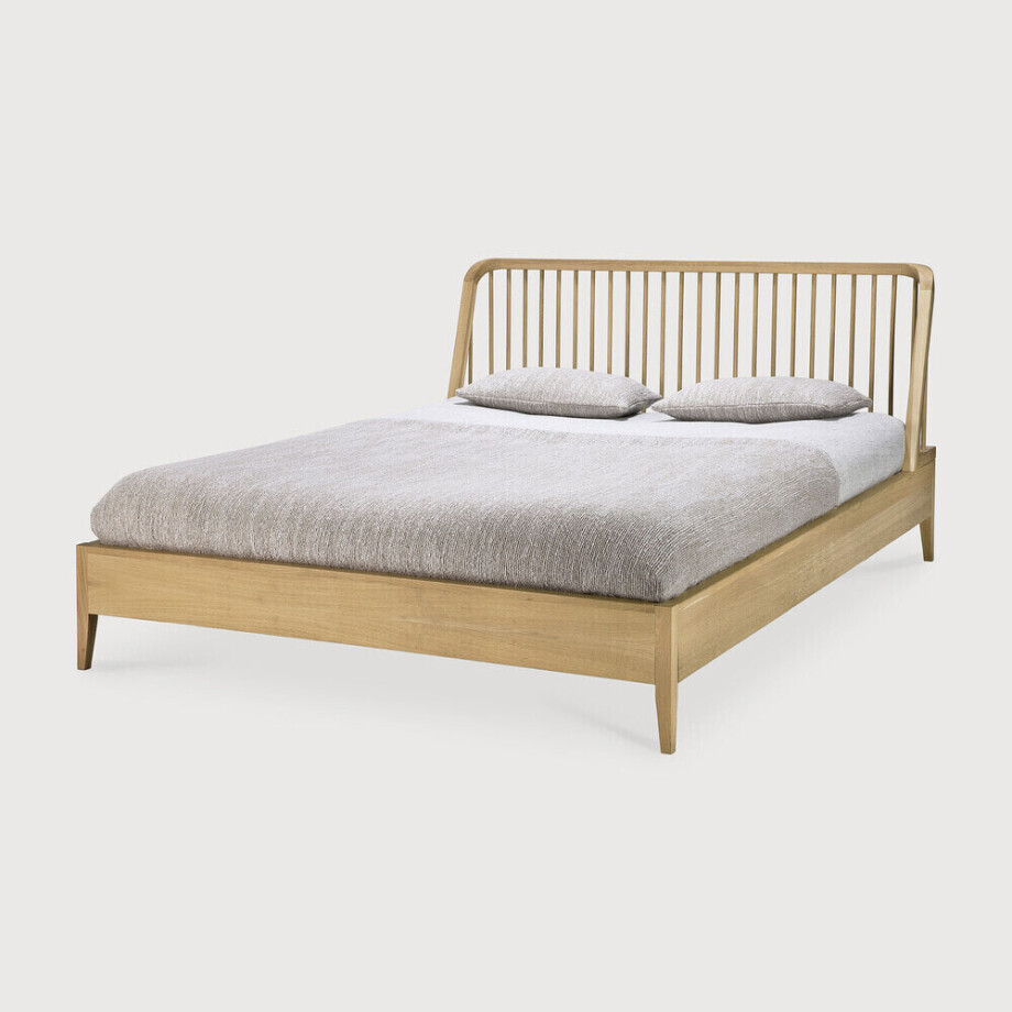 Ethnicraft Bed 'Spindle' Geolied Eikenhout, 180 x 200cm afbeelding 