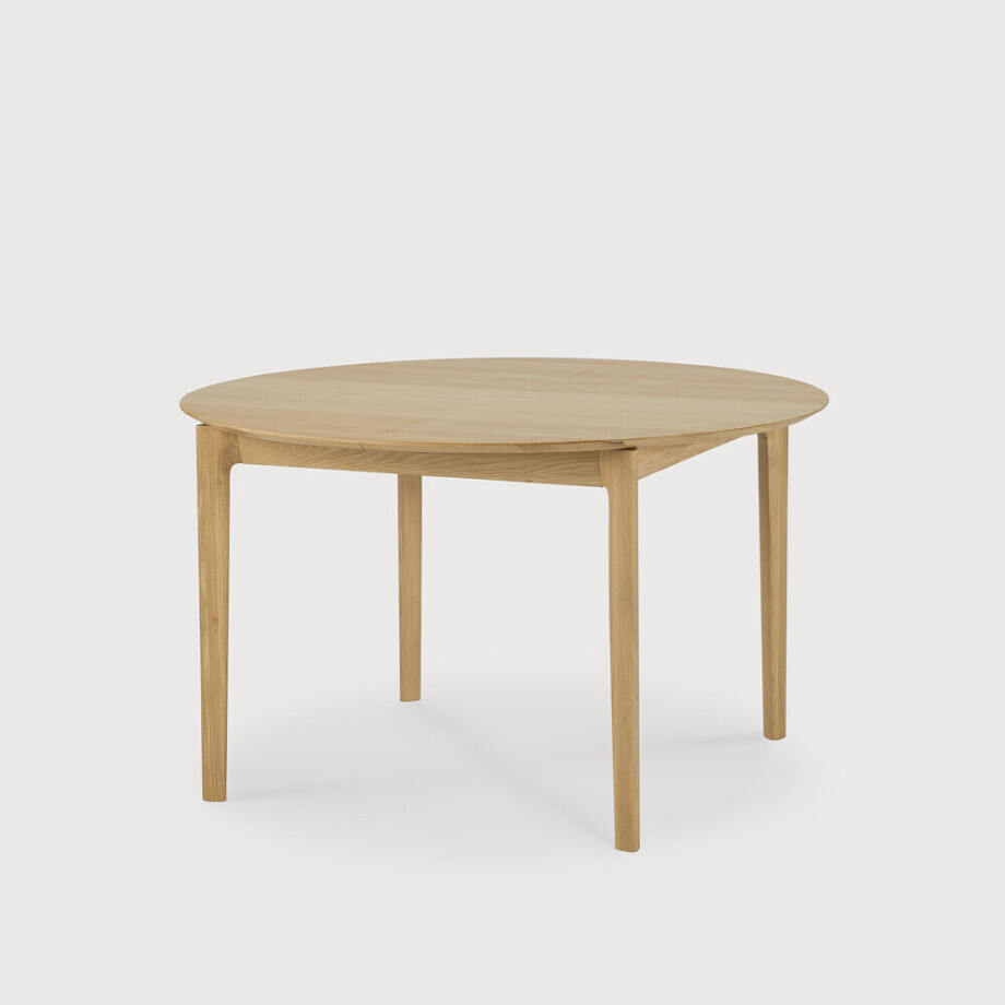 Ethnicraft Uitschuifbare Ronde Eettafel 'Bok' Geolied Eikenhout, 129/179 x 129cm, kleur Naturel afbeelding 1