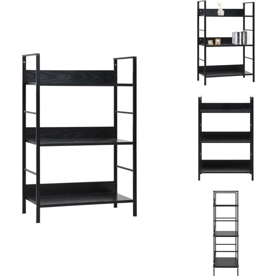 vidaXL Schappenkast - Schappenkasten - Opbergkast - Opbergkasten - Boekenkast met 3 schappen 60x27,6x90,5 cm bewerkt hout zwart vidaXL Schappenkast - Schappenkasten - Opbergkast - Opbergkasten - Boekenkast met 3 schappen 60x27,6x90,5 cm bewerkt hout zwart afbeelding 1