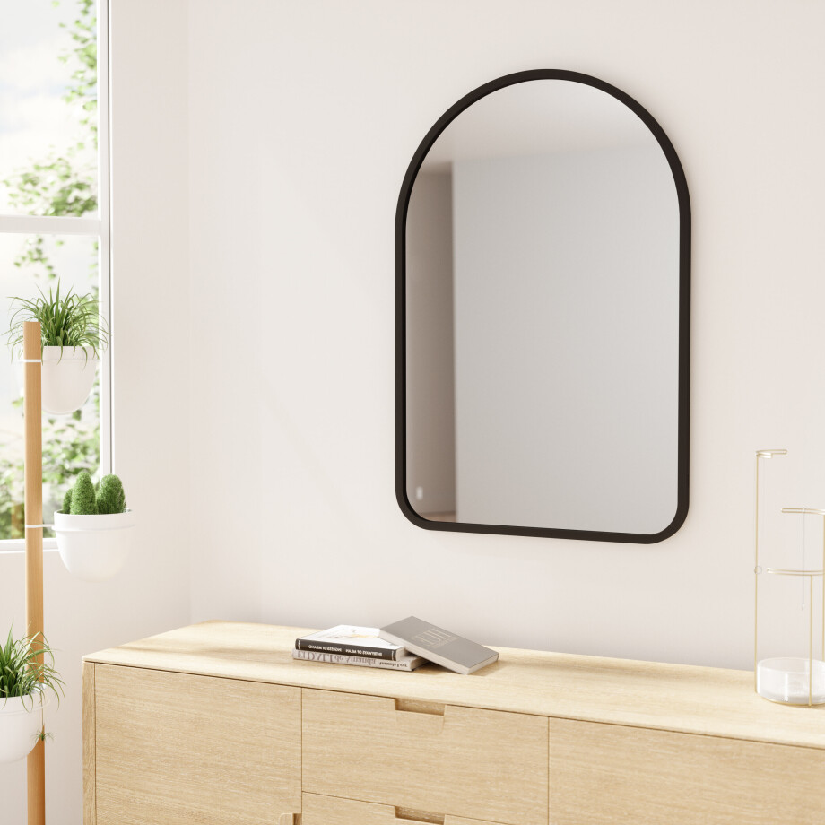Umbra Spiegel 'Hub' Arched, 93 x 62cm, kleur Zwart afbeelding 1