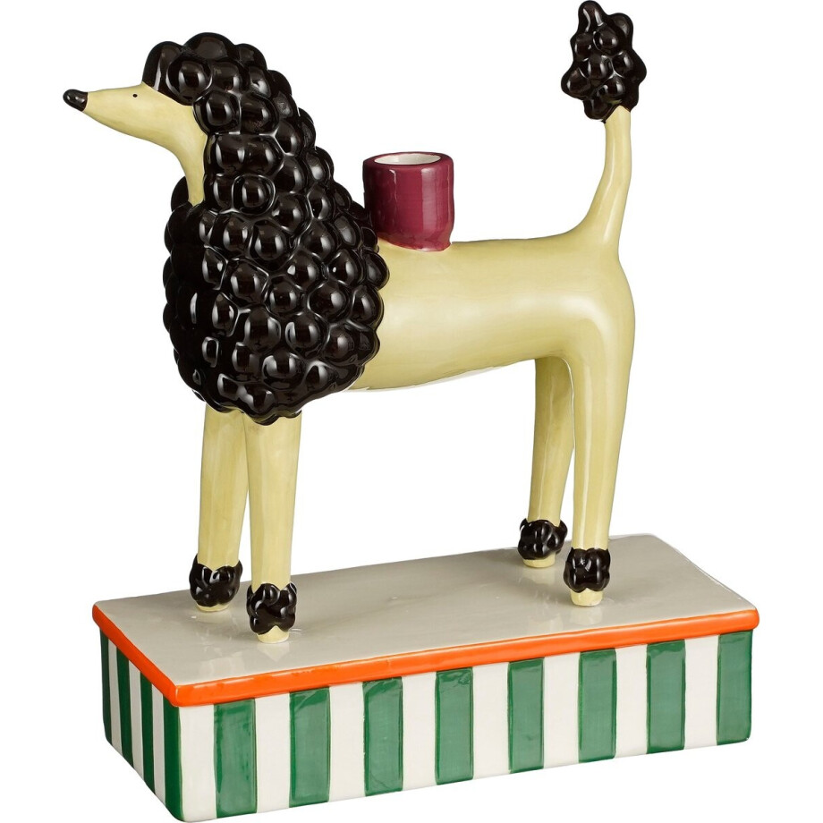 Mica Decorations Kandelaar Hond - L24 x B11 x H29 cm - Keramiek - Lichtgeel afbeelding 1
