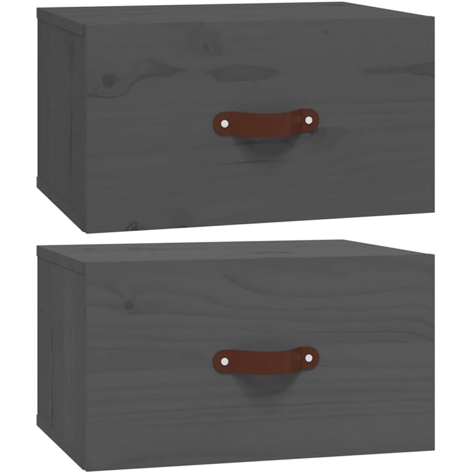 vidaXL - Nachtkastjes - 2 - st - wandgemonteerd - 40x29,5x22 - cm - grijs afbeelding 1