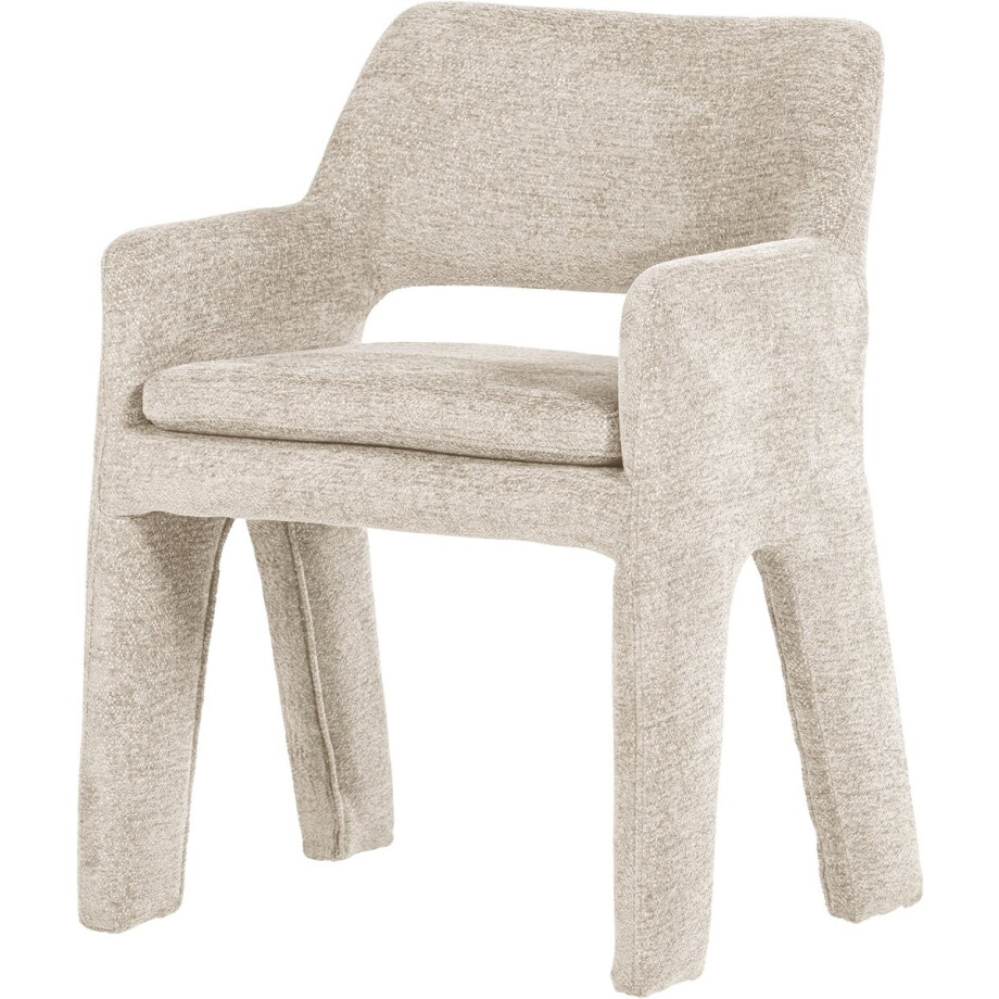 vtwonen Bigfoot Eetkamerstoel - Chenille - Zand/Beige - 78x57x56 cm afbeelding 1