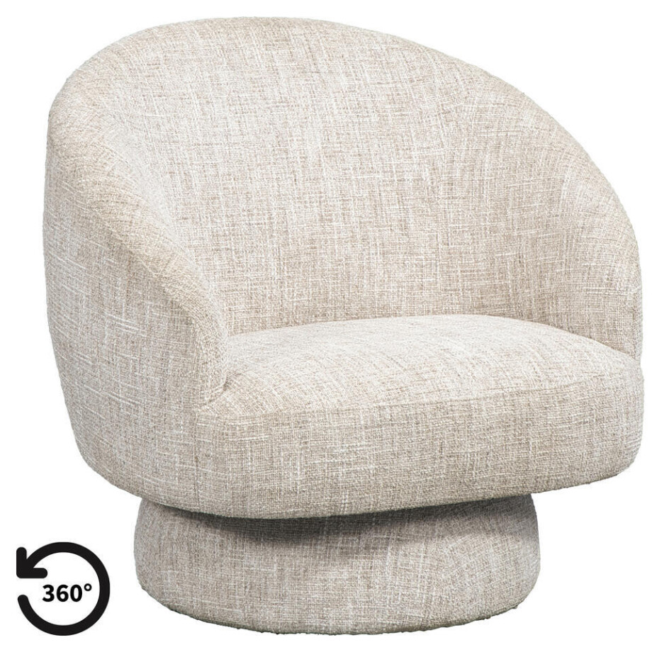Leen Bakker - Draaifauteuil Lieve - Stof - Beige - 95x97x96 Cm Leen Bakker - Draaifauteuil Lieve - Stof - Beige - 95x97x96 Cm afbeelding 1