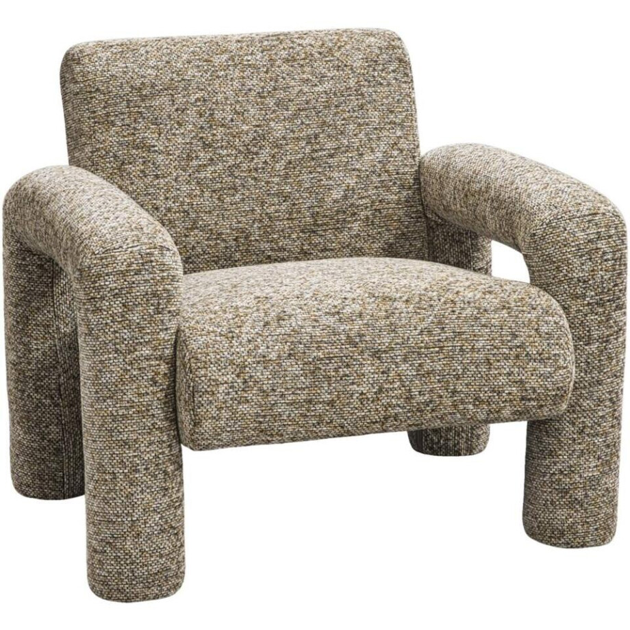 Leen Bakker - Fauteuil Puck - Melange - Stof - Bruin - 78x88x85 Cm afbeelding 1