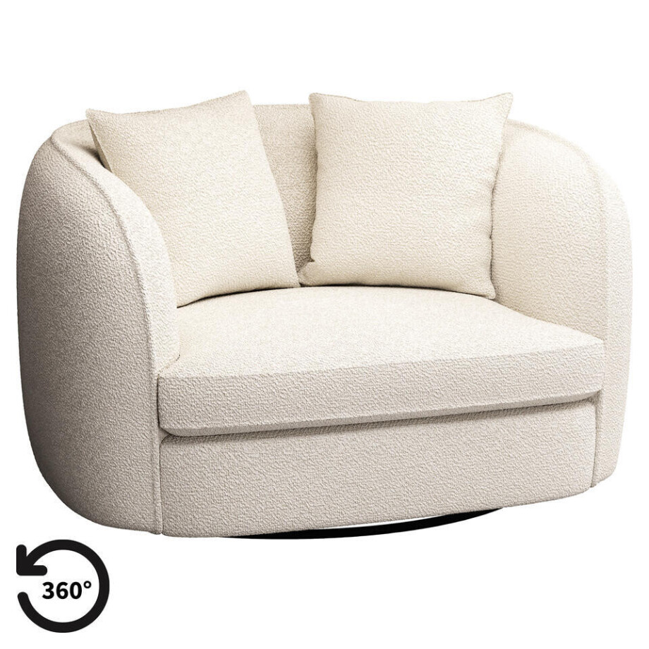 Leen Bakker - Draaibare Loveseat Enzio - Sirena - Stof - Crème - 95x129x76 Cm Leen Bakker - Draaibare Loveseat Enzio - Sirena - Stof - Crème - 95x129x76 Cm afbeelding 1
