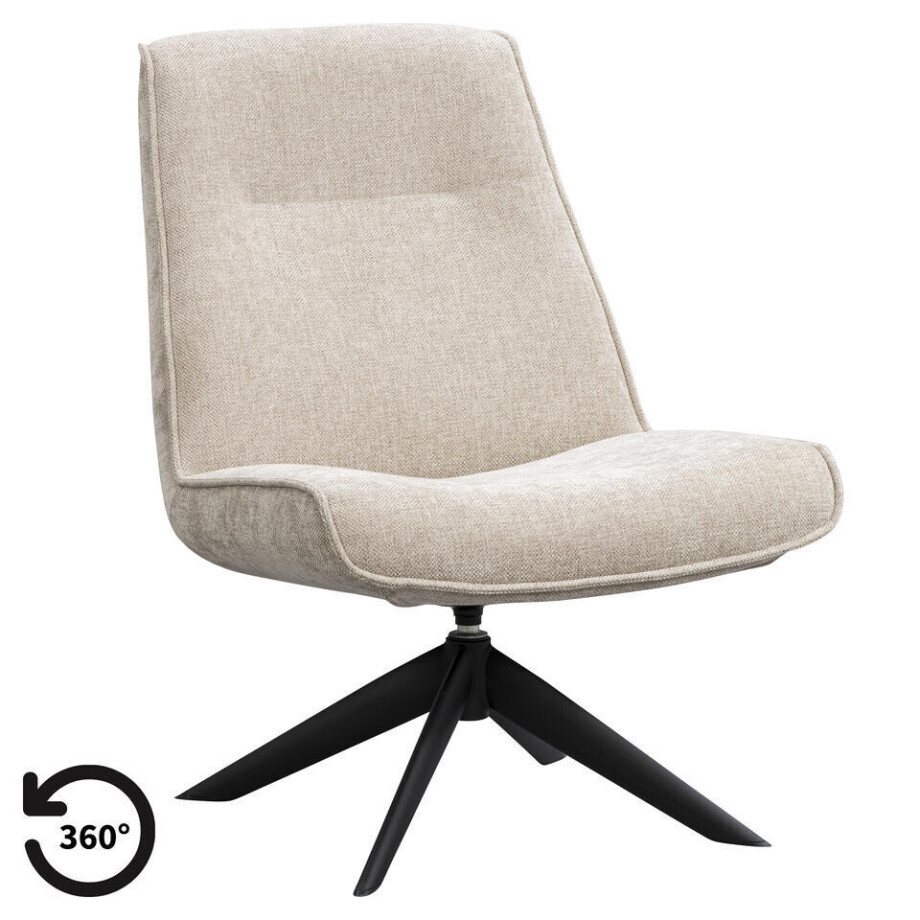 Leen Bakker - Draaifauteuil Nora - Stof - Taupe - 88x68x96 Cm Leen Bakker - Draaifauteuil Nora - Stof - Taupe - 88x68x96 Cm afbeelding 1