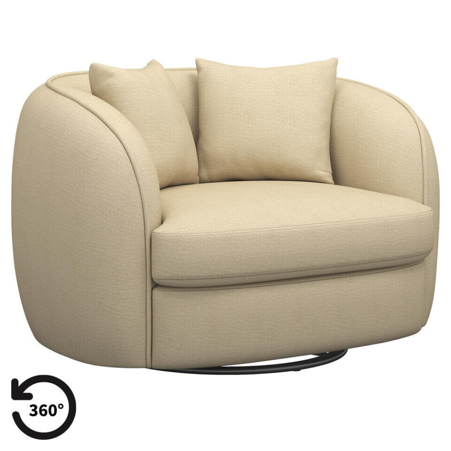 Leen Bakker - Draaibare Loveseat Enzio - Elephant - Stof - Beige - 95x129x76 Cm Leen Bakker - Draaibare Loveseat Enzio - Elephant - Stof - Beige - 95x129x76 Cm afbeelding 1
