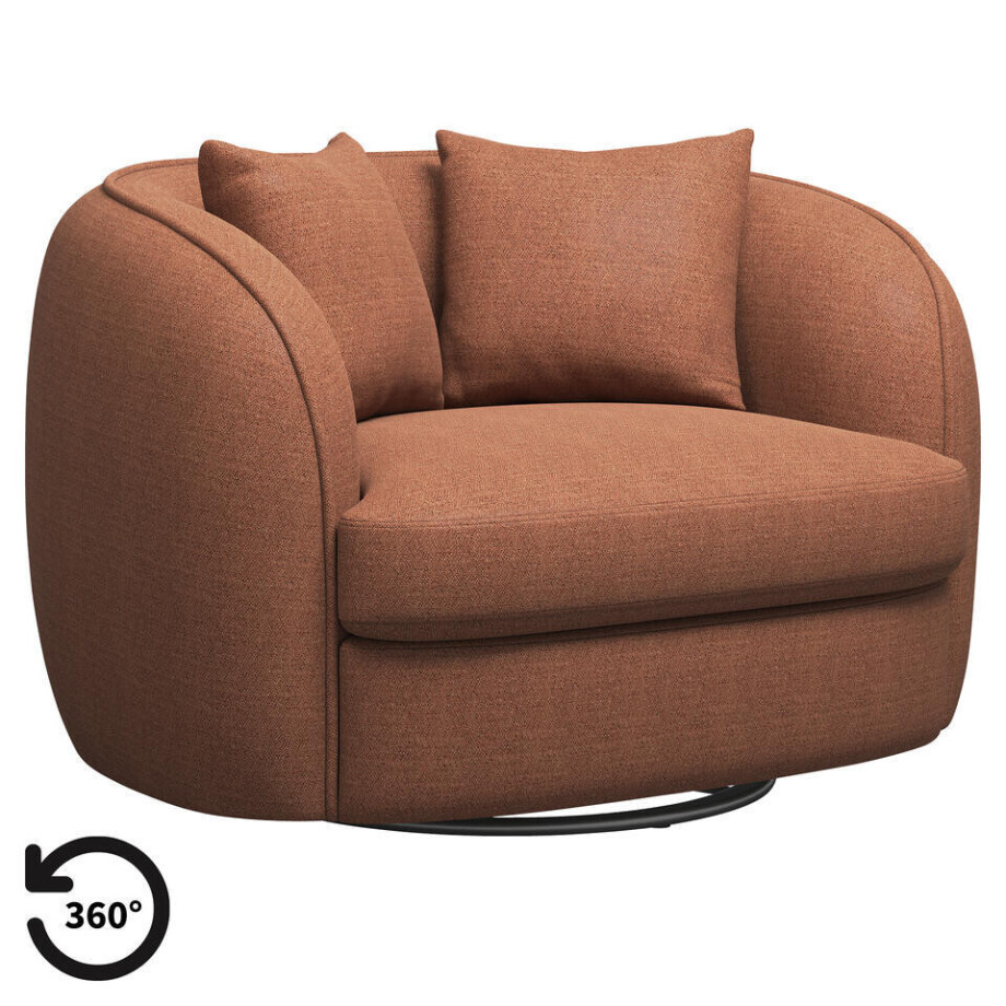 Leen Bakker - Draaibare Loveseat Enzio - Pure - Terra - Stof - Bruin - 95x129x76 Cm afbeelding 1