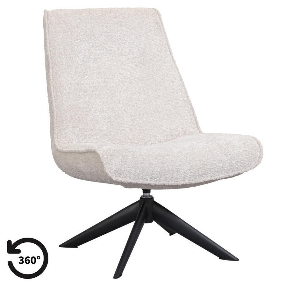 Leen Bakker - Draaifauteuil Nora - Stof - Crème - 71x68x85 Cm Leen Bakker - Draaifauteuil Nora - Stof - Crème - 71x68x85 Cm afbeelding 1