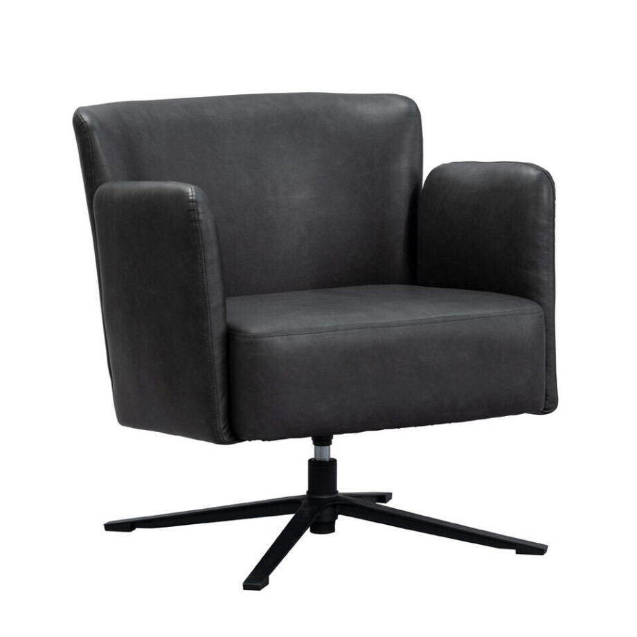 Leen Bakker - Fauteuil Sam - Kunstleder - Zwart - 65x67x73 Cm afbeelding 1
