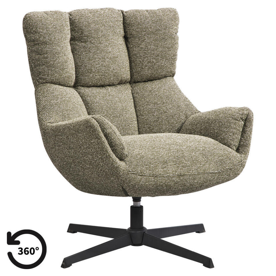 Leen Bakker - Draaifauteuil Hidde - Stof - Groen - 79x72x89 Cm Leen Bakker - Draaifauteuil Hidde - Stof - Groen - 79x72x89 Cm afbeelding 1