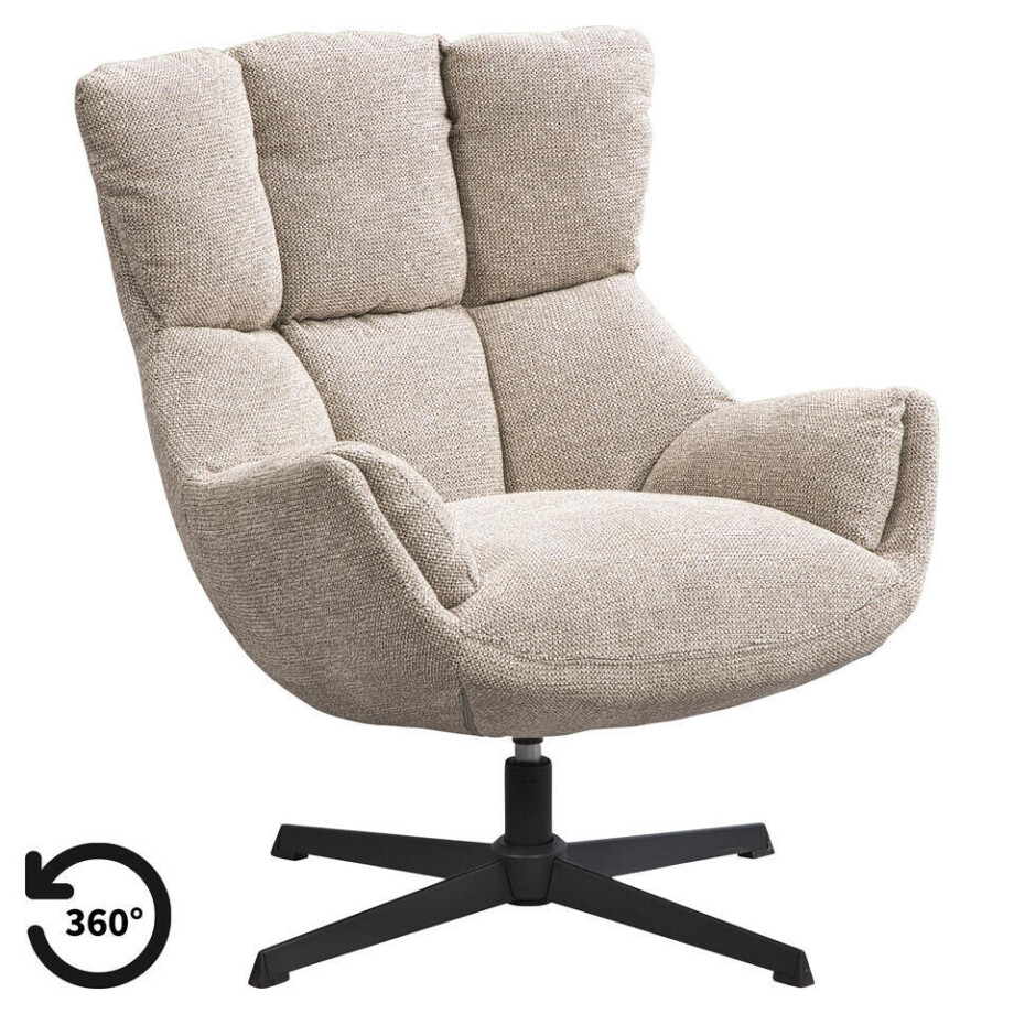 Leen Bakker - Draaifauteuil Hidde - Stof - Beige - 79x72x89 Cm Leen Bakker - Draaifauteuil Hidde - Stof - Beige - 79x72x89 Cm afbeelding 1