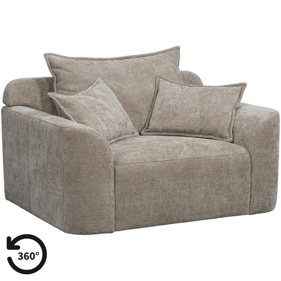 Leen Bakker - Loveseat Elsa - Eden - Stof - Taupe - 99x128x84 Cm afbeelding 1