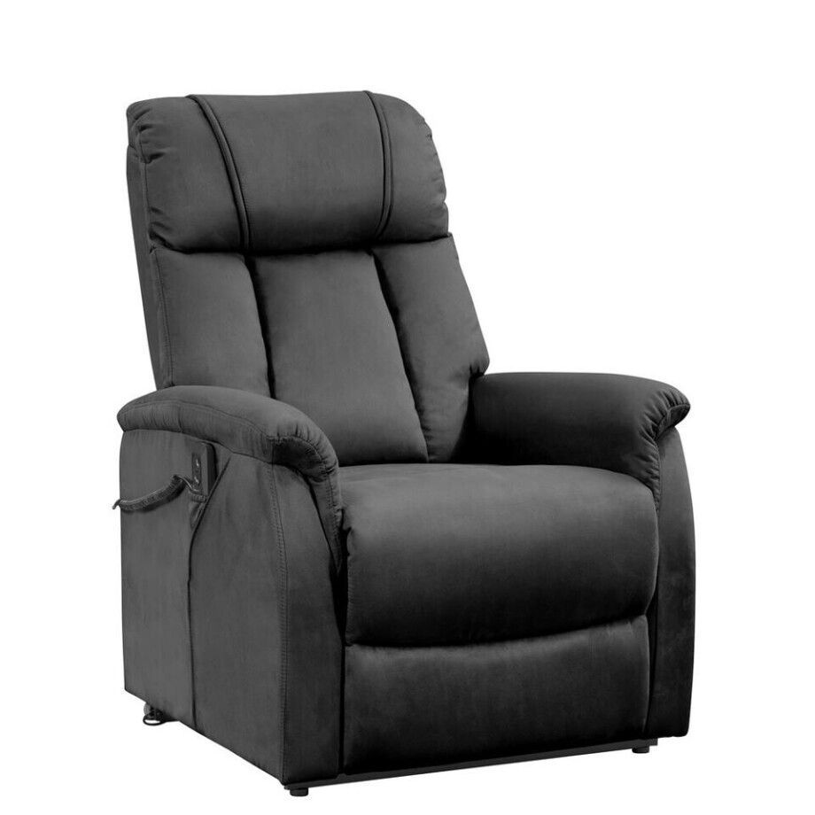 Leen Bakker - Relaxfauteuil Colorado - Sta-op - Donker - Stof - Grijs - 97x80x109 Cm afbeelding 1