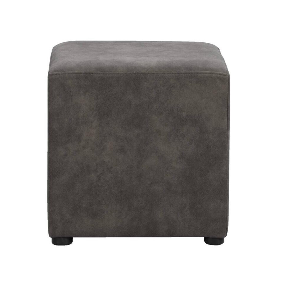 Leen Bakker - Hocker Nando - Antraciet - 45x45x45 Cm - Stof - Grijs afbeelding 1