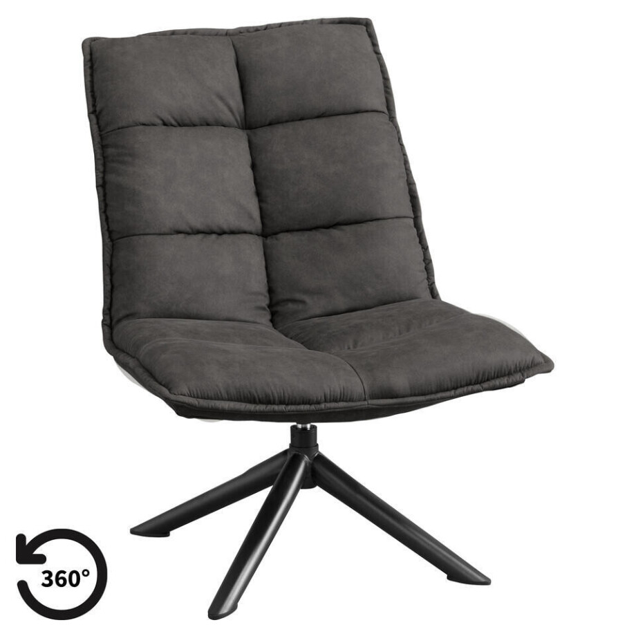 Leen Bakker - Draaifauteuil Clayton - Antraciet - Stof - Grijs - 70x99x81 Cm Leen Bakker - Draaifauteuil Clayton - Antraciet - Stof - Grijs - 70x99x81 Cm afbeelding 1