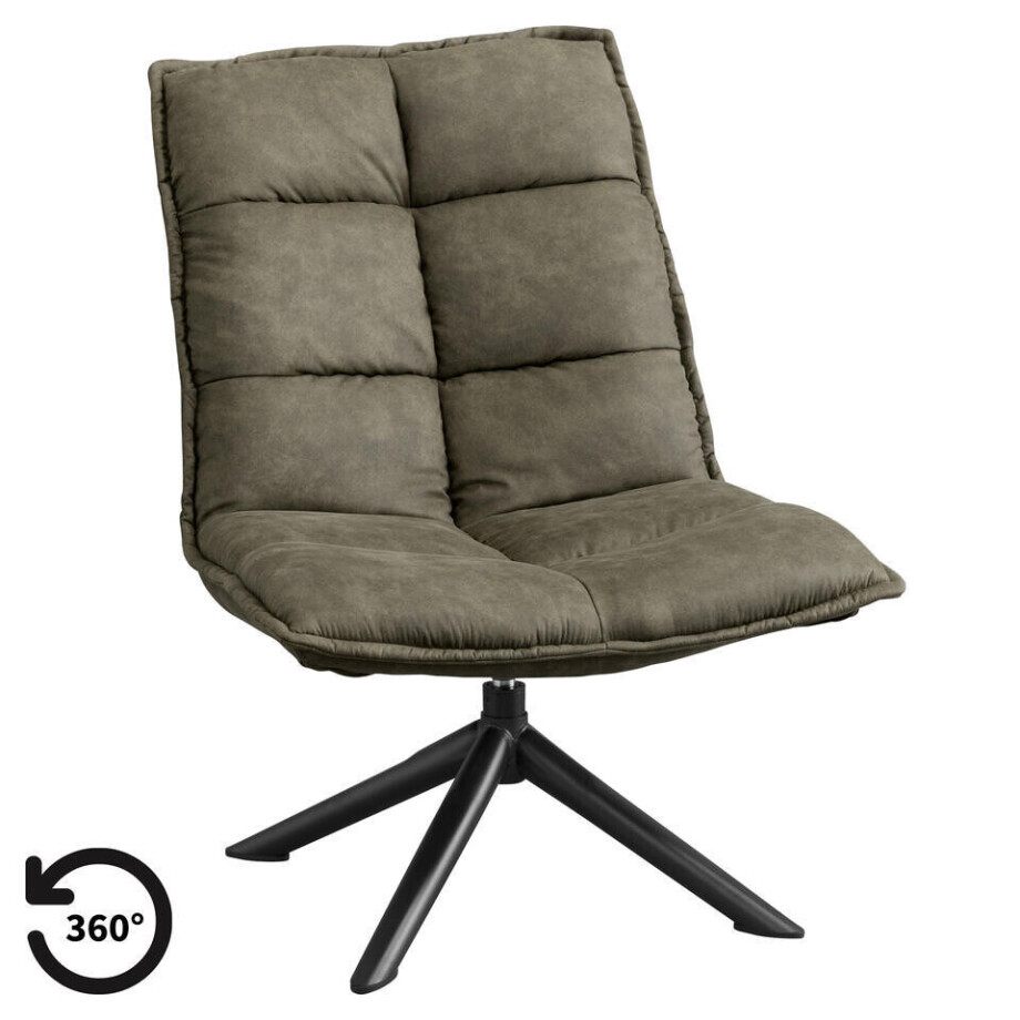 Leen Bakker - Draaifauteuil Clayton - Stof - Groen - 81x70x99 Cm Leen Bakker - Draaifauteuil Clayton - Stof - Groen - 81x70x99 Cm afbeelding 1