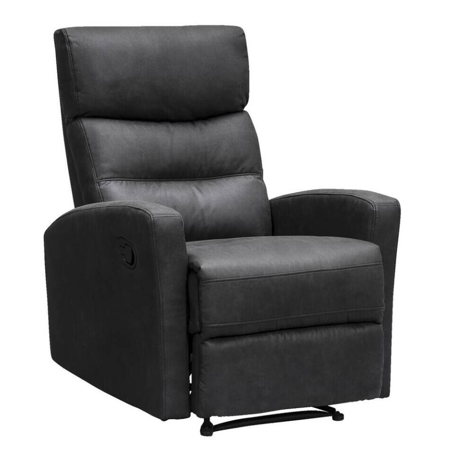 Leen Bakker - Relaxfauteuil Jackson - Stof - Lederlook - Zwart - 51x104x46 Cm Leen Bakker - Relaxfauteuil Jackson - Stof - Lederlook - Zwart - 51x104x46 Cm afbeelding 1
