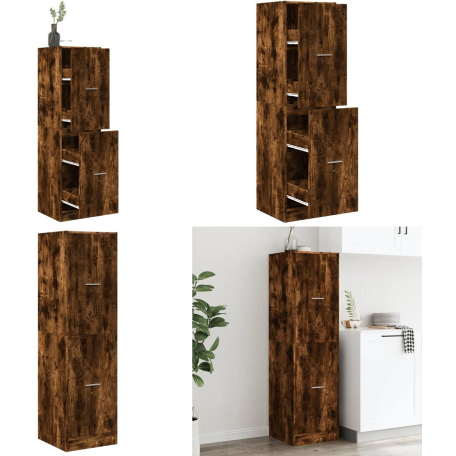 vidaXL Apothekerskast 40x41x144,5 cm bewerkt hout gerookt eikenkleurig - Apothekerskast - Apothekerskasten - Apothekerskast Keuken - Apotheekkast afbeelding 1
