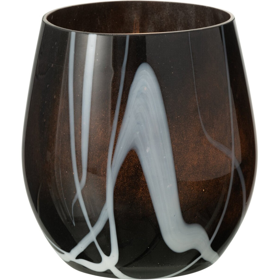 J-Line windlicht Rookeffect - glas - zwart/wit afbeelding 1