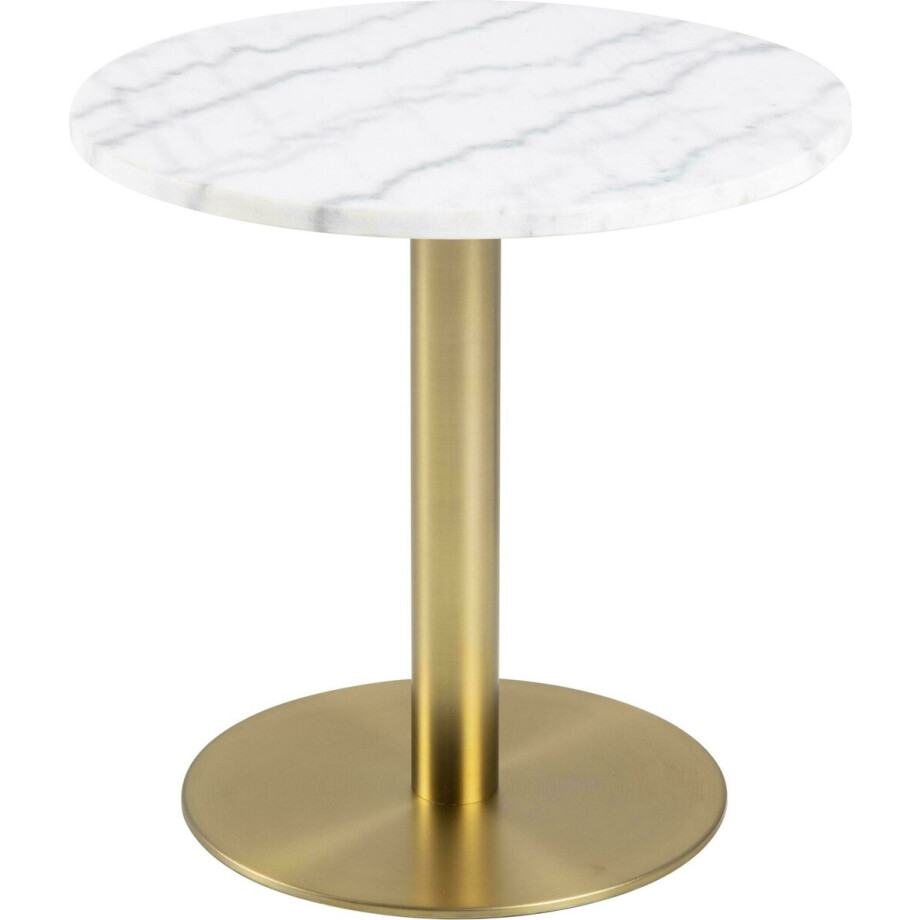 Bendt Ronde Bijzettafel 'Clement' Ø50cm, Wit Marmer/Brass afbeelding 1
