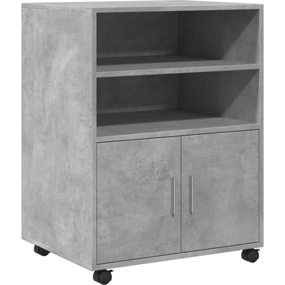 vidaXL - Rolkast - 60x48x81 - cm - bewerkt - hout - betongrijs vidaXL - Rolkast - 60x48x81 - cm - bewerkt - hout - betongrijs afbeelding 1