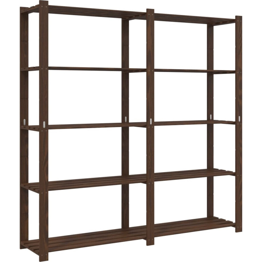 vidaXL - Opbergrek - 5-laags - 170x38x170 - cm - massief - grenenhout - bruin vidaXL - Opbergrek - 5-laags - 170x38x170 - cm - massief - grenenhout - bruin afbeelding 1