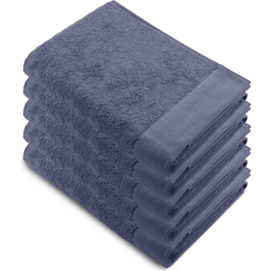 Walra Remade XL Handdoeken 70x140 - set van 5 - Zware kwaliteit 550 g/m2 - Blauw afbeelding 1