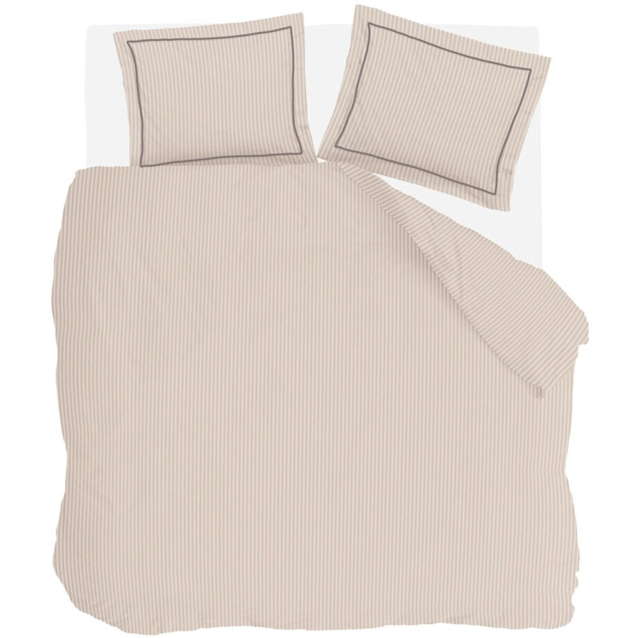 Walra Dekbedovertrek Subtile Stripes - 200x220 - 100% Katoen (BCI) - Zand afbeelding 1