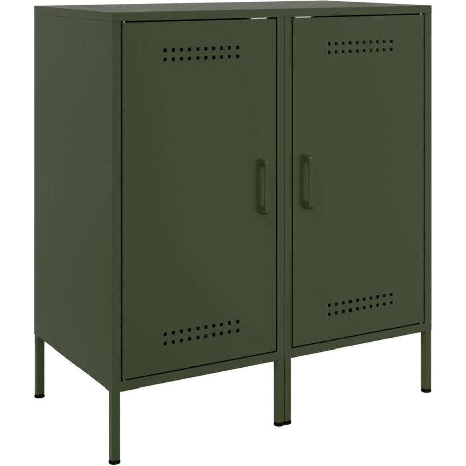 vidaXL - Dressoirs - 2 - st - 36x39x79 - cm - staal - olijfgroen vidaXL - Dressoirs - 2 - st - 36x39x79 - cm - staal - olijfgroen afbeelding 1