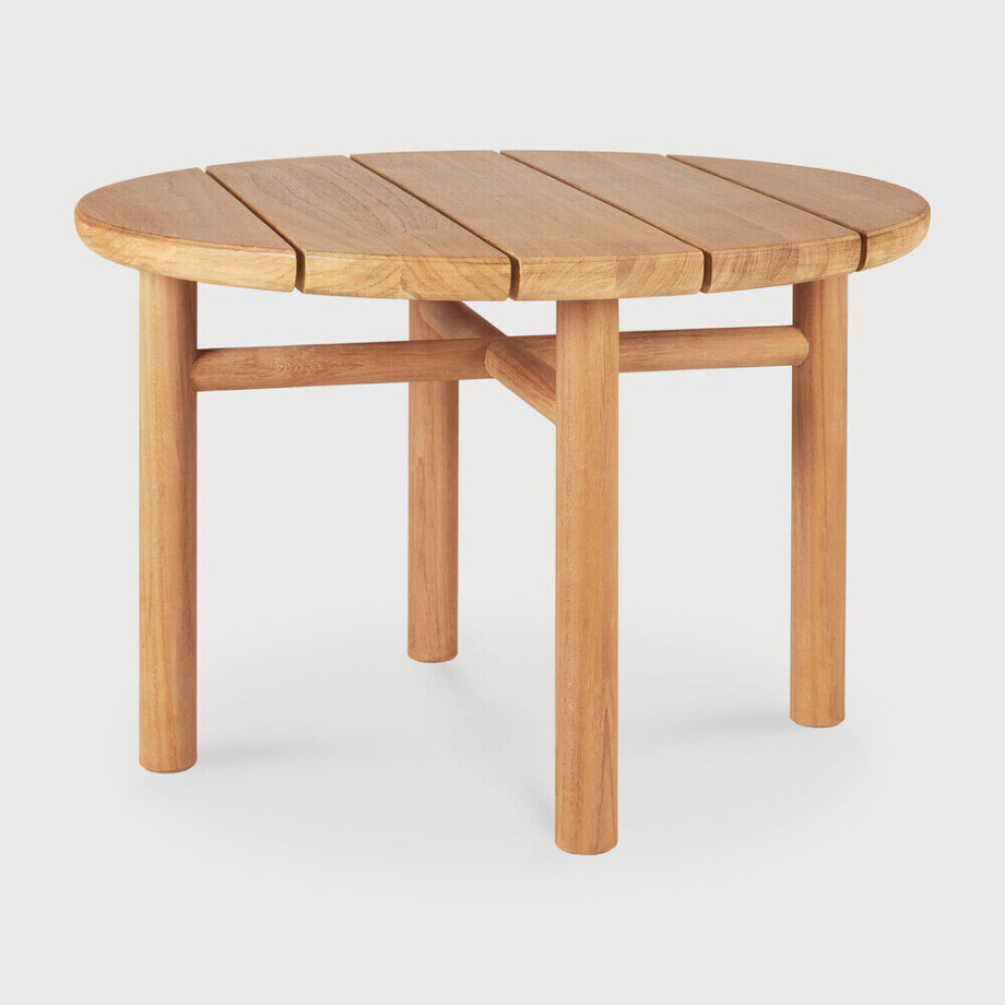 Ethnicraft Ronde OutdoorSalontafel 'Quatro' Teakhout, 68cm, kleur Naturel afbeelding 