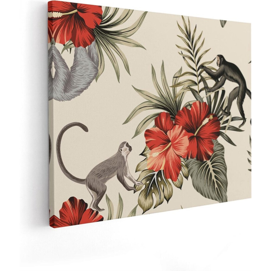 Artaza Canvas Schilderij Jungle - 50x40 cm - Wanddecoratie Hibiscus - Muurdecoratie Dieren - Kamer Accessoires Luiaard Artaza Canvas Schilderij Jungle - 50x40 cm - Wanddecoratie Hibiscus - Muurdecoratie Dieren - Kamer Accessoires Luiaard afbeelding 1