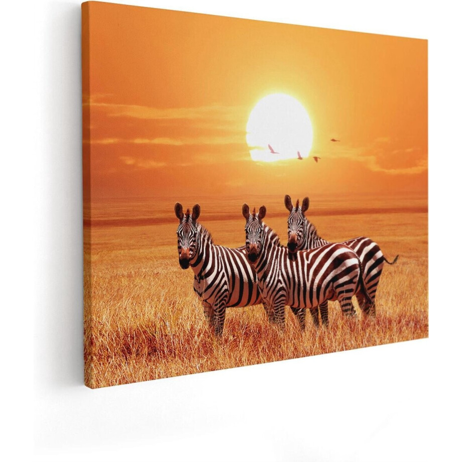 Artaza Canvas Schilderij Zebra - 100x80 cm - Groot - Wanddecoratie Afrika - Muurdecoratie Zonsondergang - Schilderijen Op Canvas Dieren Artaza Canvas Schilderij Zebra - 100x80 cm - Groot - Wanddecoratie Afrika - Muurdecoratie Zonsondergang - Schilderijen Op Canvas Dieren afbeelding 1