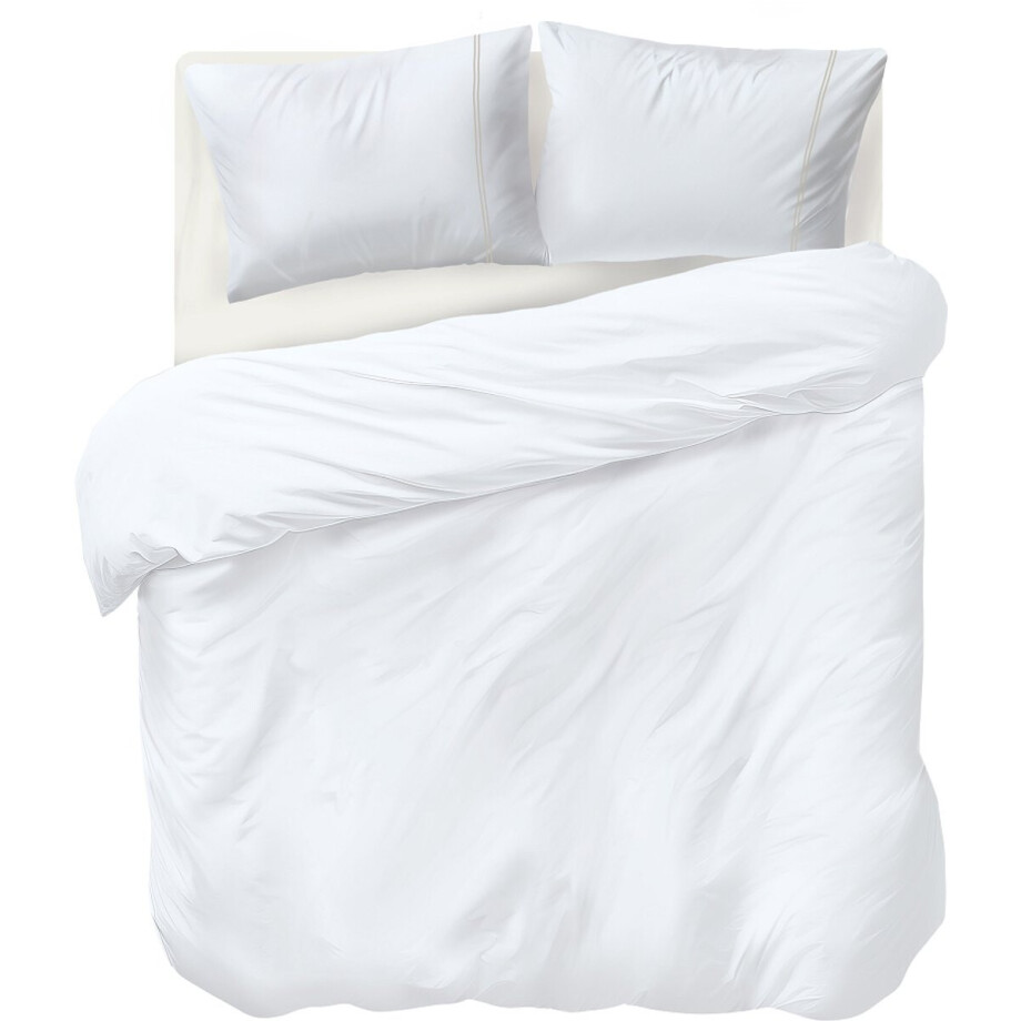 Auping Beige lines satin Dekbedovertrek - Tweepersoons 200 x 220 cm - Katoensatijn - Beige afbeelding 1