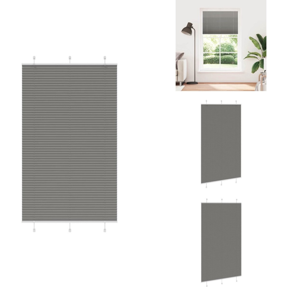 vidaXL Plisségordijn - Geplooide Jaloezieën - Geplooide Zonwering - Plisse Blind - Plissé rolgordijn 115x200 cm stofbreedte 114,4 cm antraciet afbeelding 1