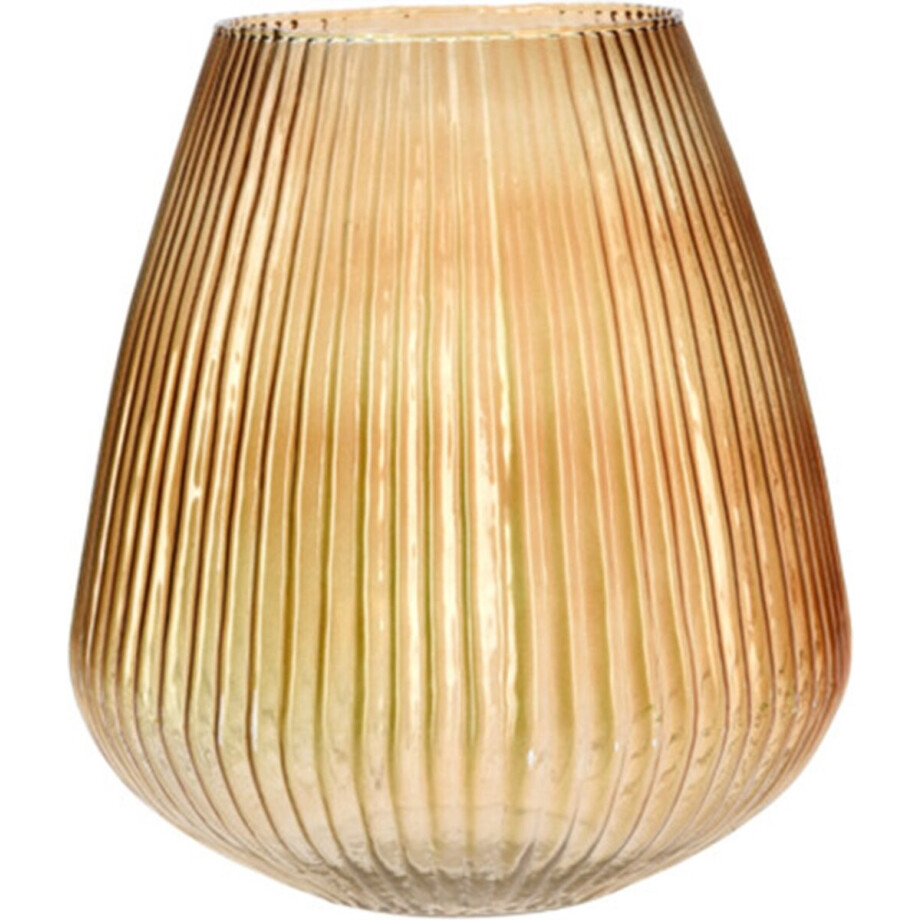 Excellent Houseware glazen vaas / bloemen vazen - amber goud - 25 x 37 cm afbeelding 1