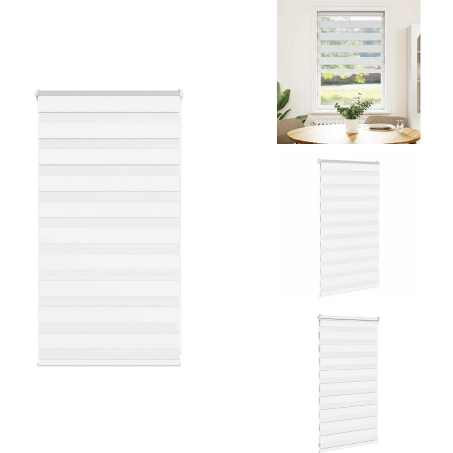 vidaXL Zebra Jaloezie - Zebra Jaloezieën - Zebra Rolgordijn - Dubbel Rolgordijn - Zebra Blind 90x100 cm stofbreedte 85,9 cm polyester wit vidaXL Zebra Jaloezie - Zebra Jaloezieën - Zebra Rolgordijn - Dubbel Rolgordijn - Zebra Blind 90x100 cm stofbreedte 85,9 cm polyester wit afbeelding 1