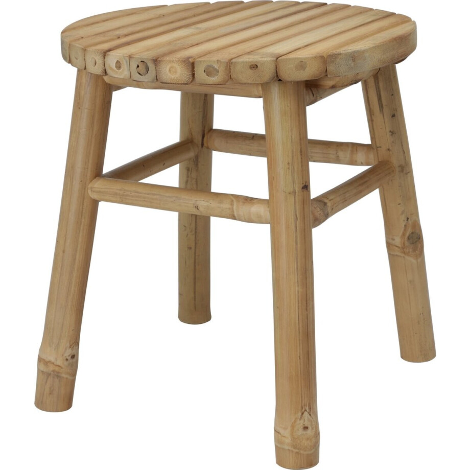 H&S Collection Krukje - plantentafel - bamboe hout - lichtbruin - D35 x H38 cm afbeelding 1