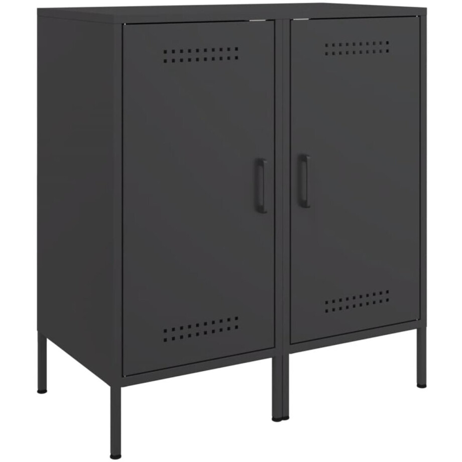 vidaXL - Dressoirs - 2 - st - 36x39x79 - cm - staal - zwart afbeelding 1