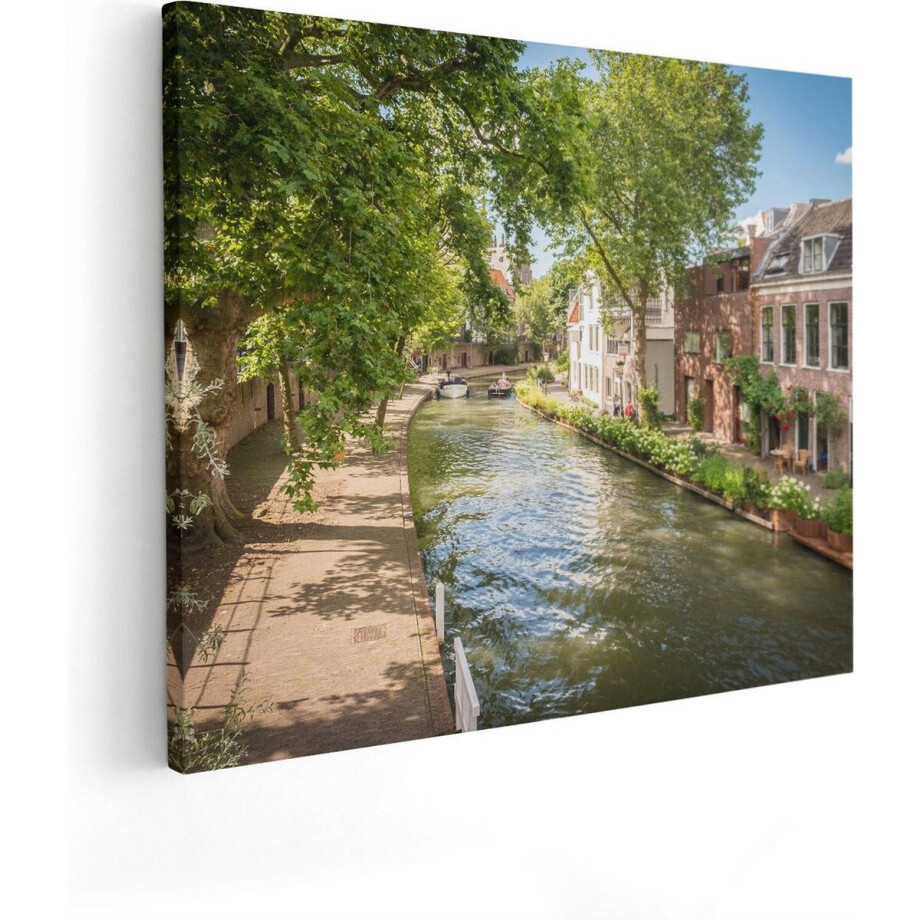 Artaza Canvas Schilderij Oudegracht In Utrecht  - 100x80 - Groot - Foto Op Canvas - Canvas Print afbeelding 1