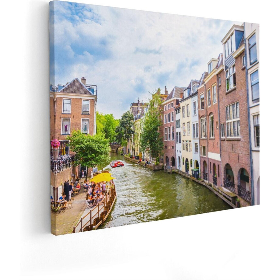 Artaza Canvas Schilderij Utrecht - 100x80 cm - Groot - Wanddecoratie Stad - Muurdecoratie Gracht - Schilderijen Op Canvas afbeelding 1